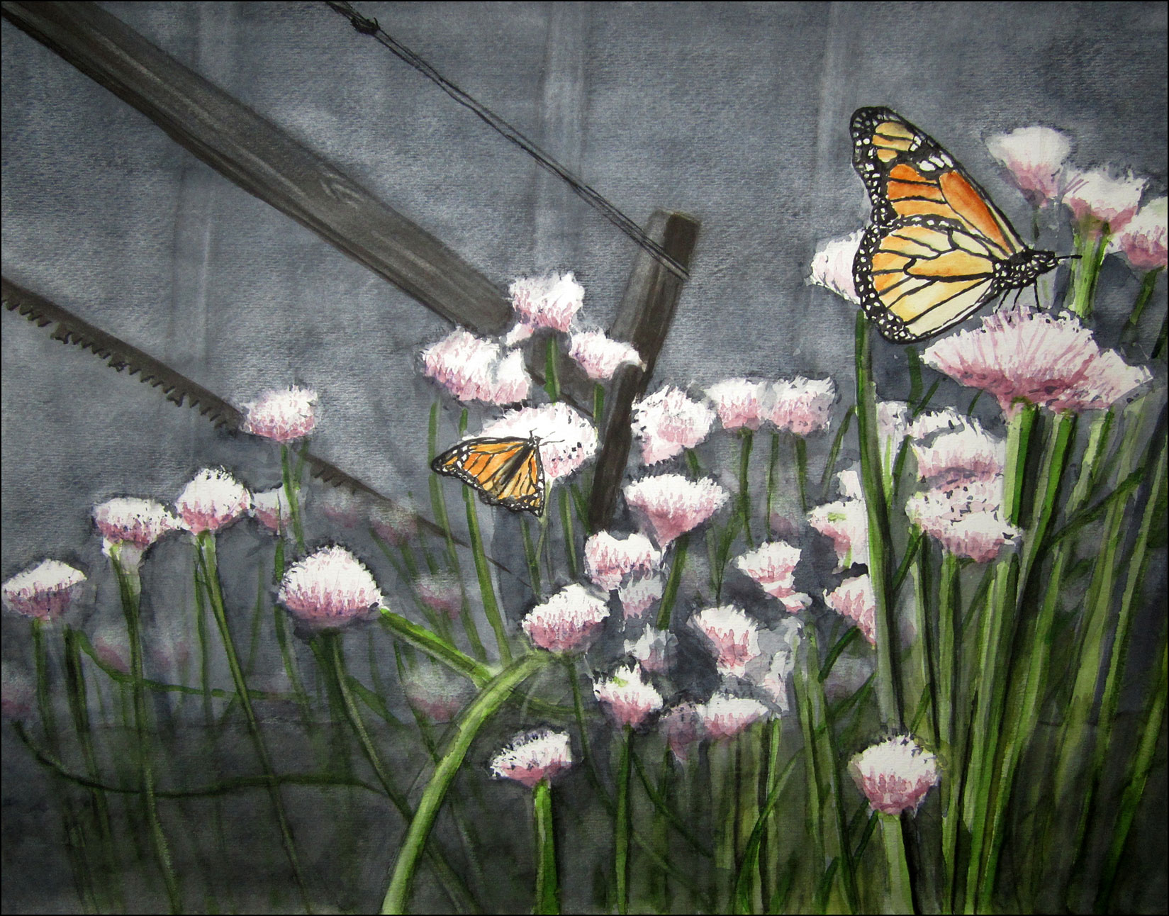 Monarchs On Chives